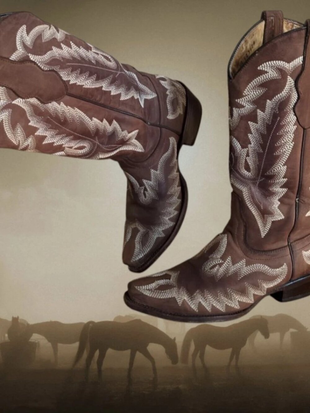 LOS ALTOS Dark Brown Leather Snip Toe Western Cowboy Boots womens 7